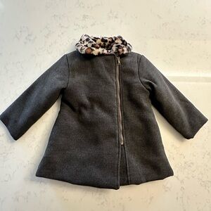 PENELOPE MACK Girl’s jacket gray black 3T leopard animal print brown EUC